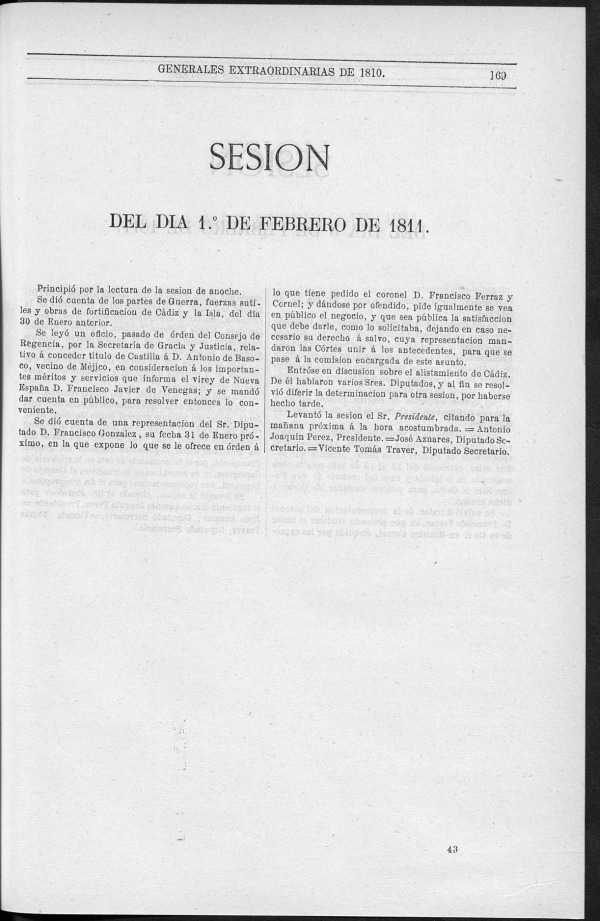 Actas de las Sesiones Secretas de las Cortes Generales Extraordinarias de la nacin Espaola... (del 1 al 28 de febrero de 1811)
