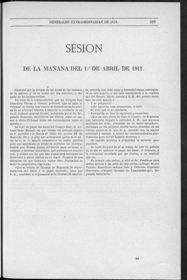 Actas de las Sesiones Secretas de las Cortes Generales Extraordinarias de la nacin Espaola... (del 1 al 30 de abril de 1811) 

