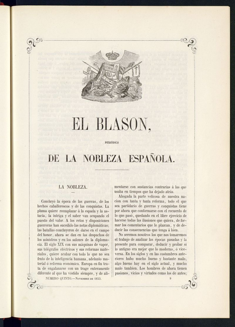 El Blasn: peridico de la nobleza espaola de noviembre de 1853, n 5
