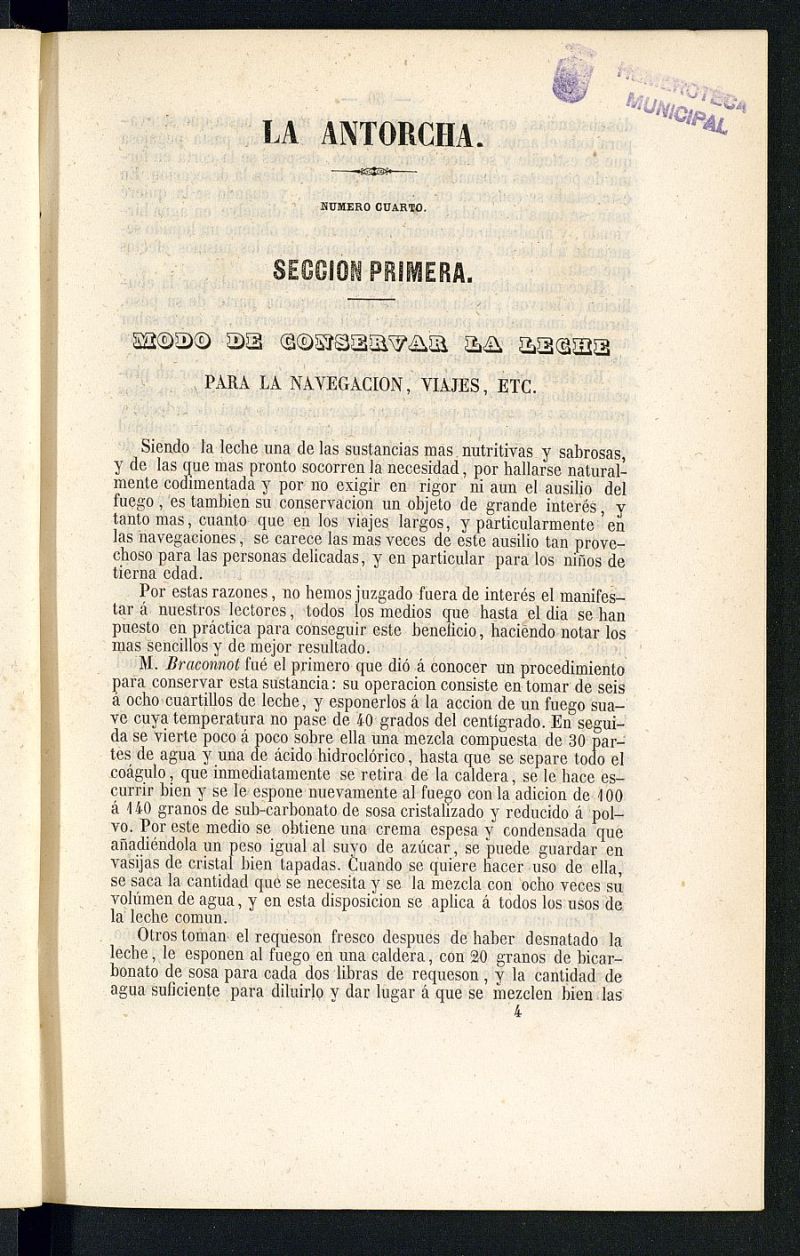 La Antorcha: peridico cientfico industrial del ao 1852, n 4