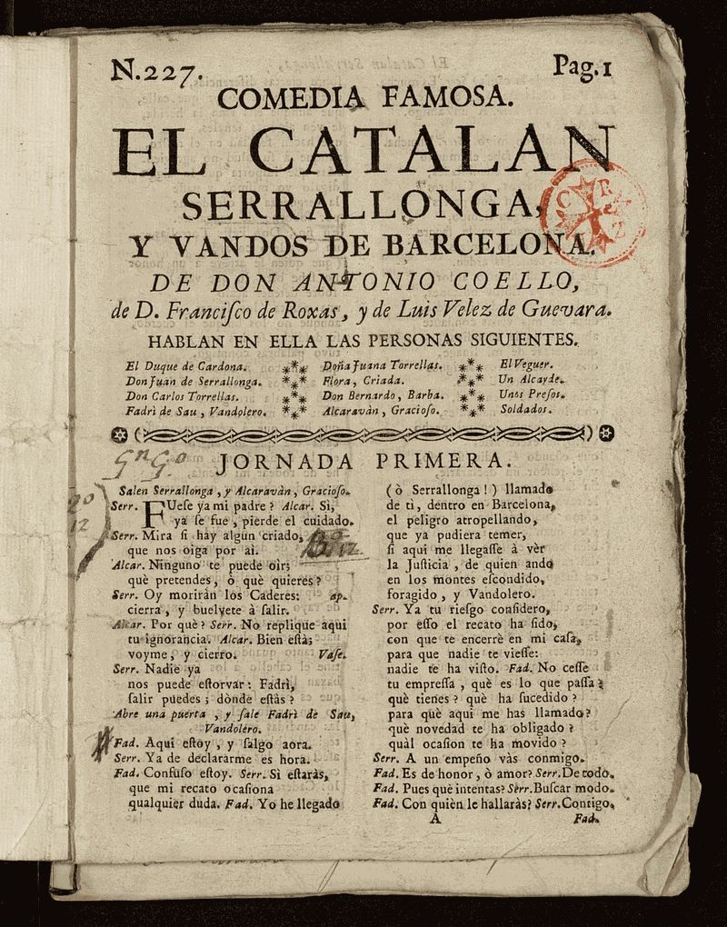 El cataln Serrallonga y bandos de Barcelona