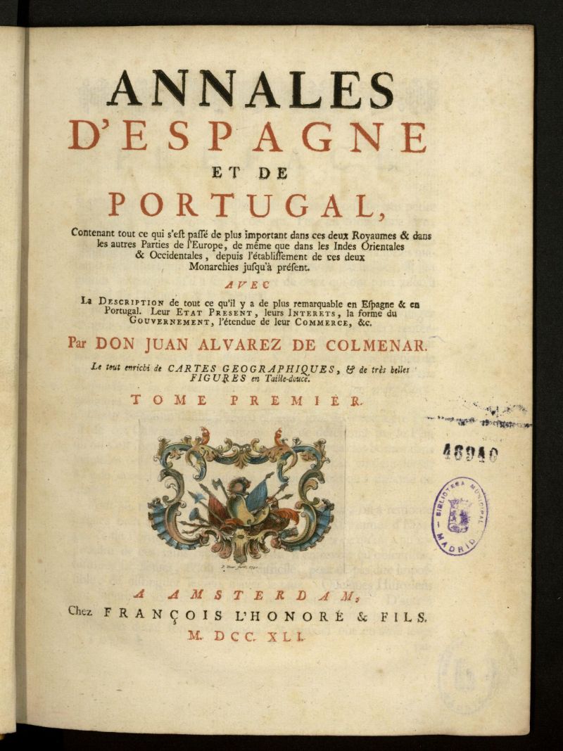 Annales d´Espagne et de Portugal [...], tomo 1