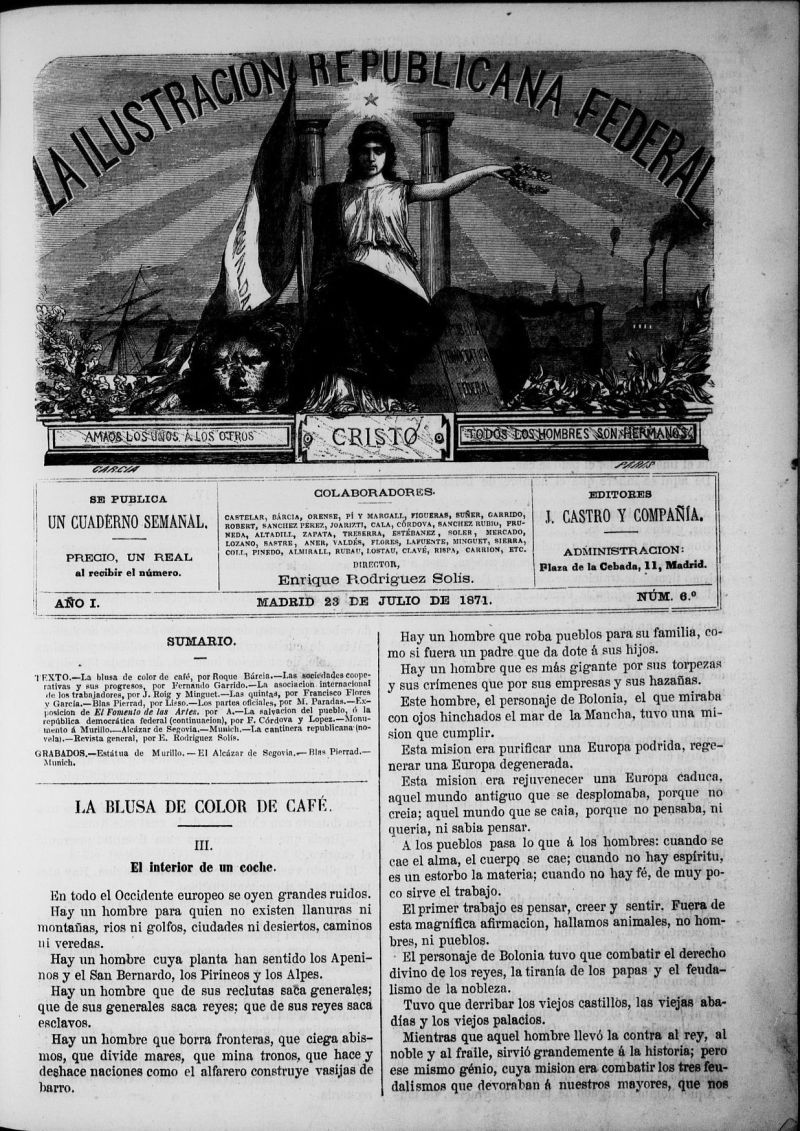 La ilustracion republicana federall del 23 de julio de 1871, n 6