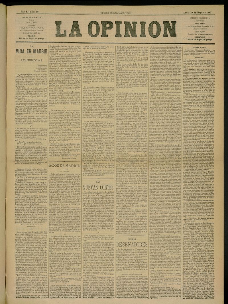 La Opinin del 10 de mayo de 1886, n 10
