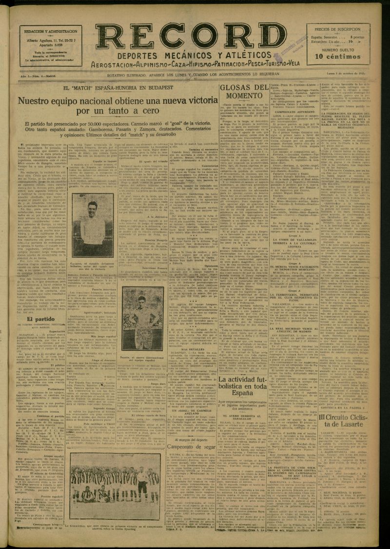 Record: deportes mecnicos y atlticos: aerostacin, alpinismo, caza, hipismo, patinacin, pesca, turismo, vela del 5 de octubre de 1925, n 4