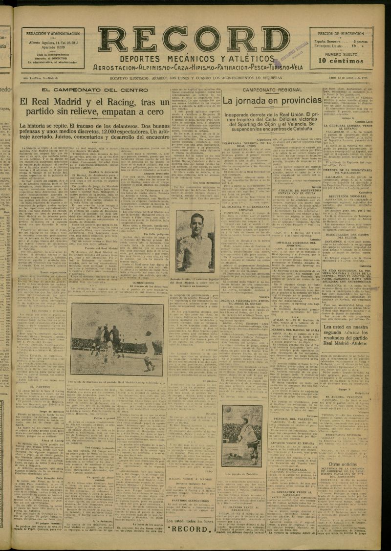 Record: deportes mecnicos y atlticos: aerostacin, alpinismo, caza, hipismo, patinacin, pesca, turismo, vela. del 12 de octubre de 1925, n 5