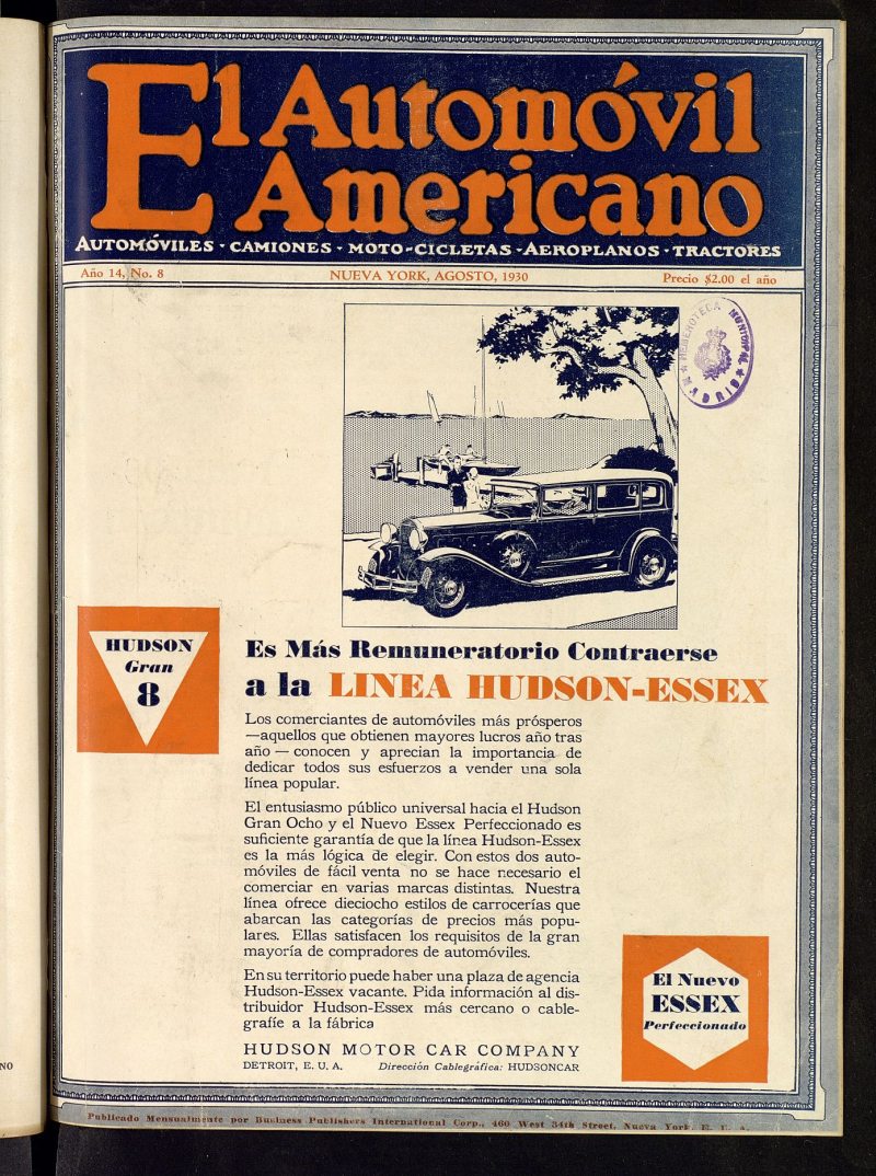 El Automvil Americano : automviles, camiones, motos, cicletas, aeroplanos, agosto de 1930, n 8