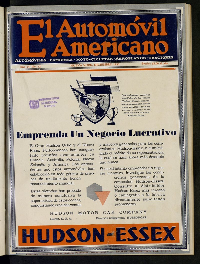 El Automvil Americano : automviles, camiones, motos, cicletas, aeroplanos, de diciembre de 1930, n 12