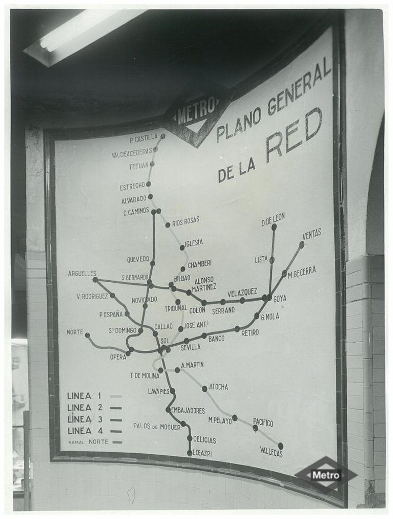 Plano general de la red de Metro en los aos 50