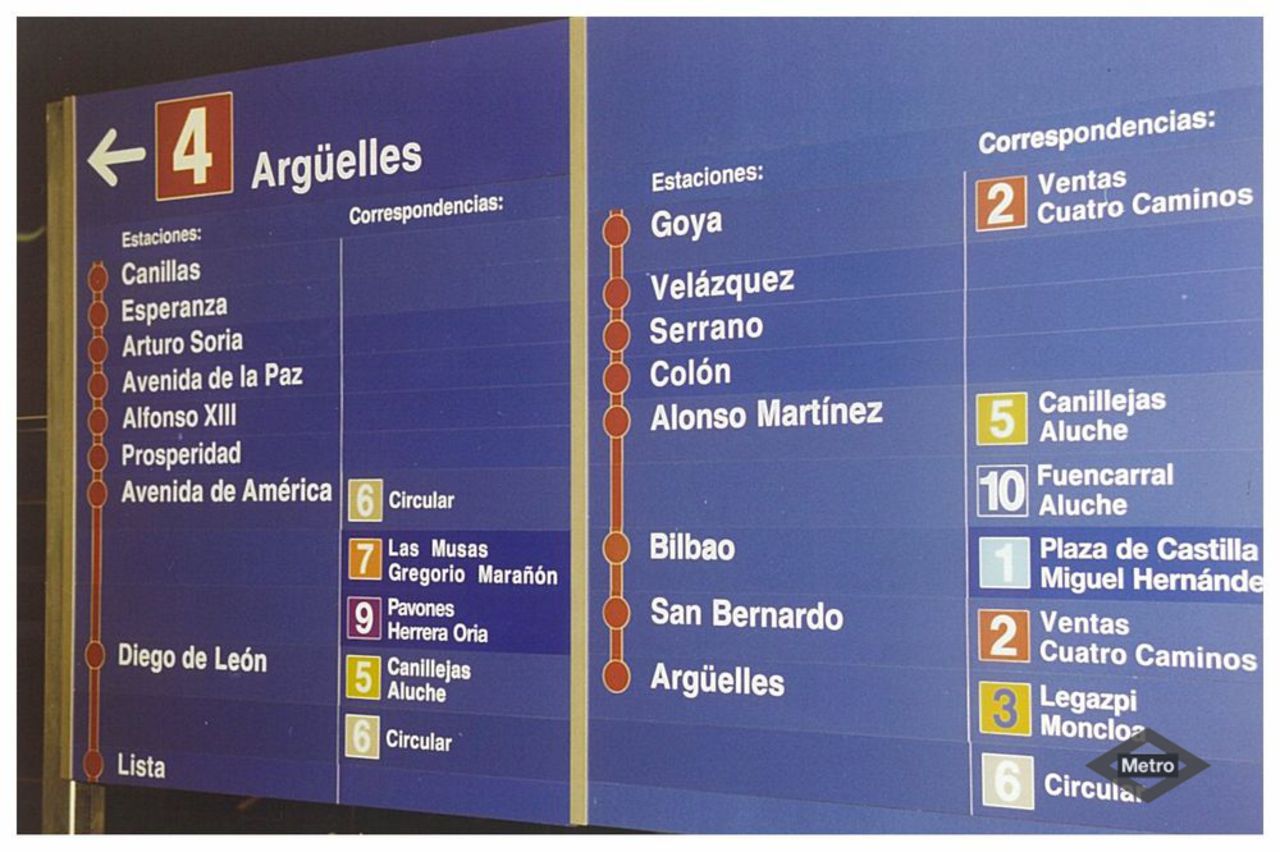 Cartel indicador de estaciones de la lnea 4