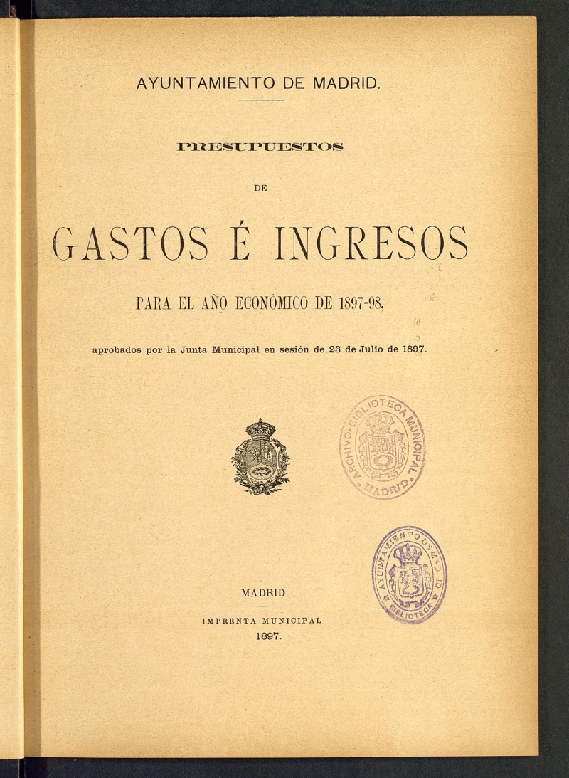 Presupuestos de gastos e ingresos para el ao econmico de 1899-1900