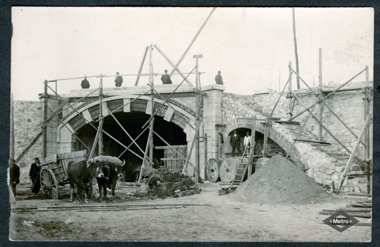 Obras de construccin del Metropolitano Alfonso XIII, cocheras de Cuatro Caminos