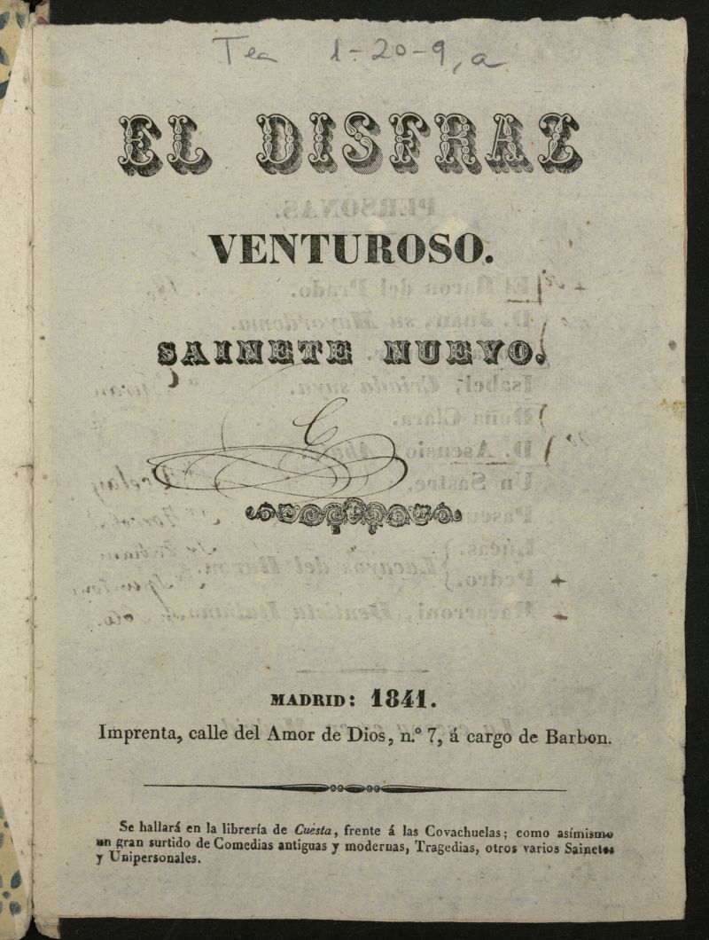 El disfraz venturoso : sainete nuevo