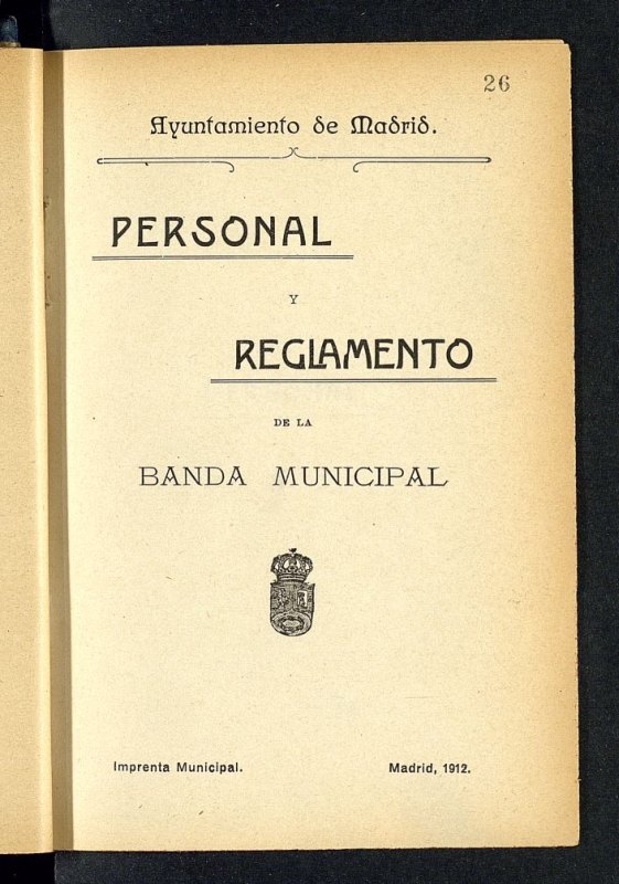 Personal y Reglamento de la Banda municipal