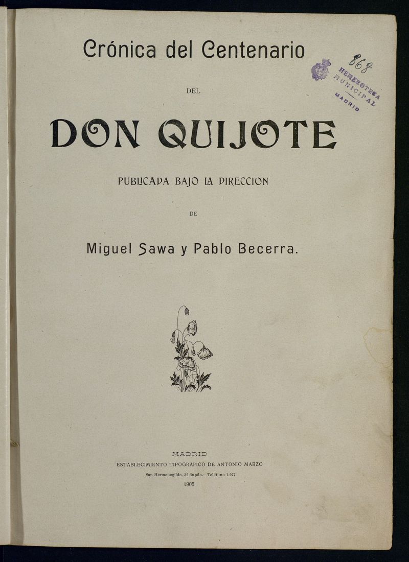 Crnica del centenario del Don Quijote