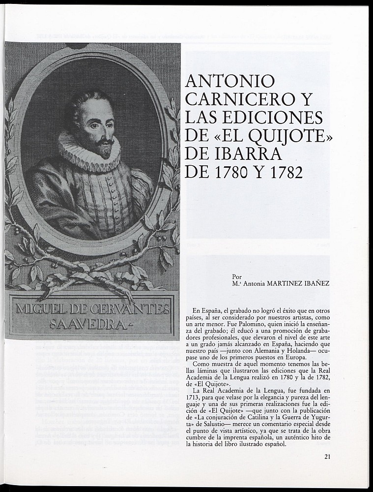 Antonio Carnicero y las ediciones de "El Quijote" de Ibarra de 1780 y 1782