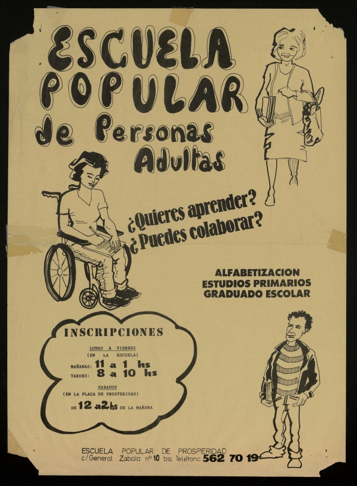 Cartel de la Escuela de Adultos de Prosperidad