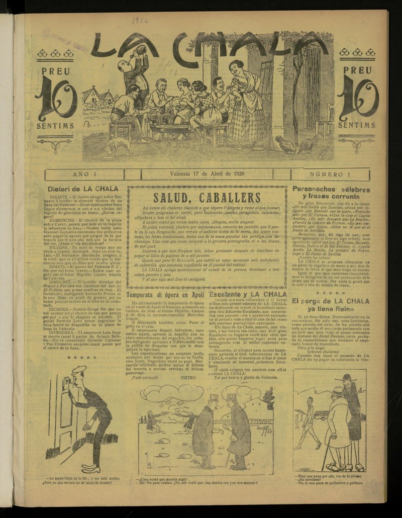 La Chala: semanari festiu, de 17 de abril de 1926, n 1