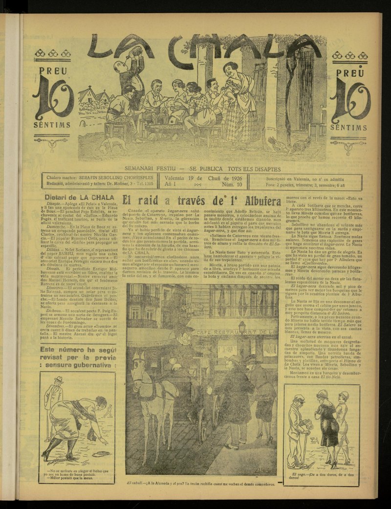 La Chala: semanari festiu, de 19 de junio de 1926, n 10