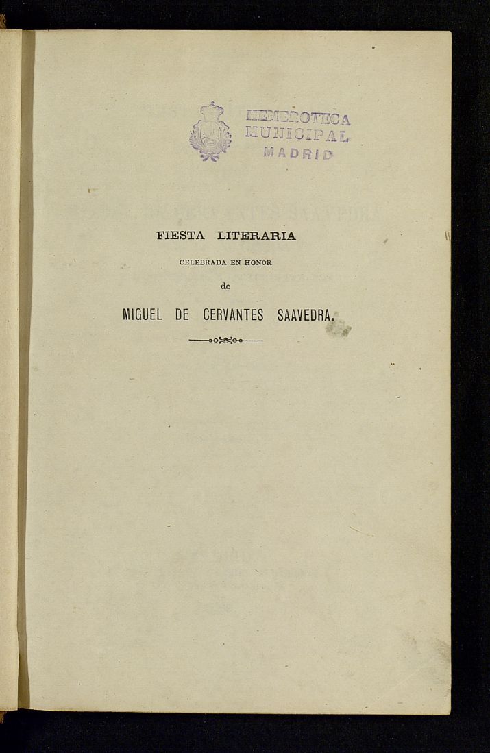 Fiesta literaria celebrada en honor de Miguel de Cervantes Saavedra