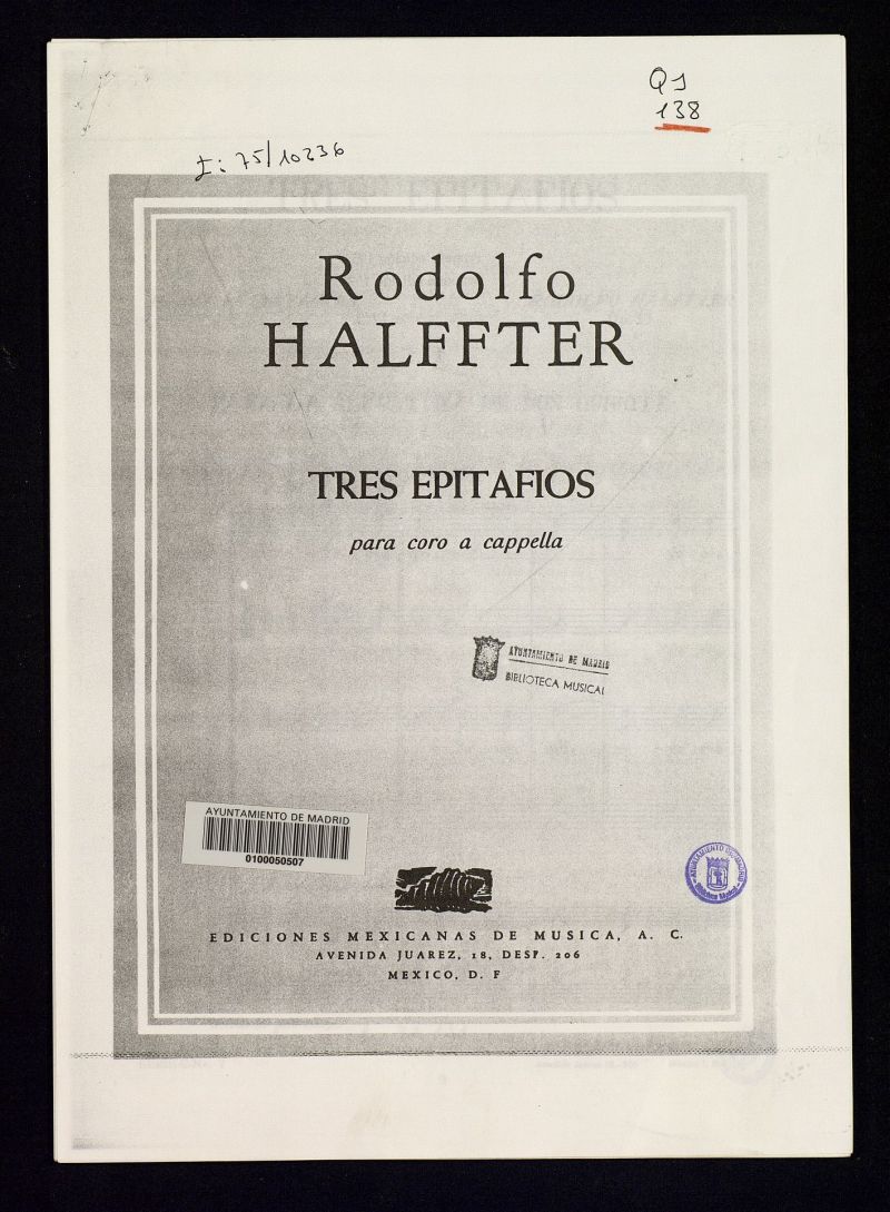 Tres epitafios : para coro a cappella : [op.17]