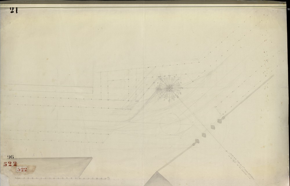 Plano de la fuente de la Alcachofa y puerta de Atocha