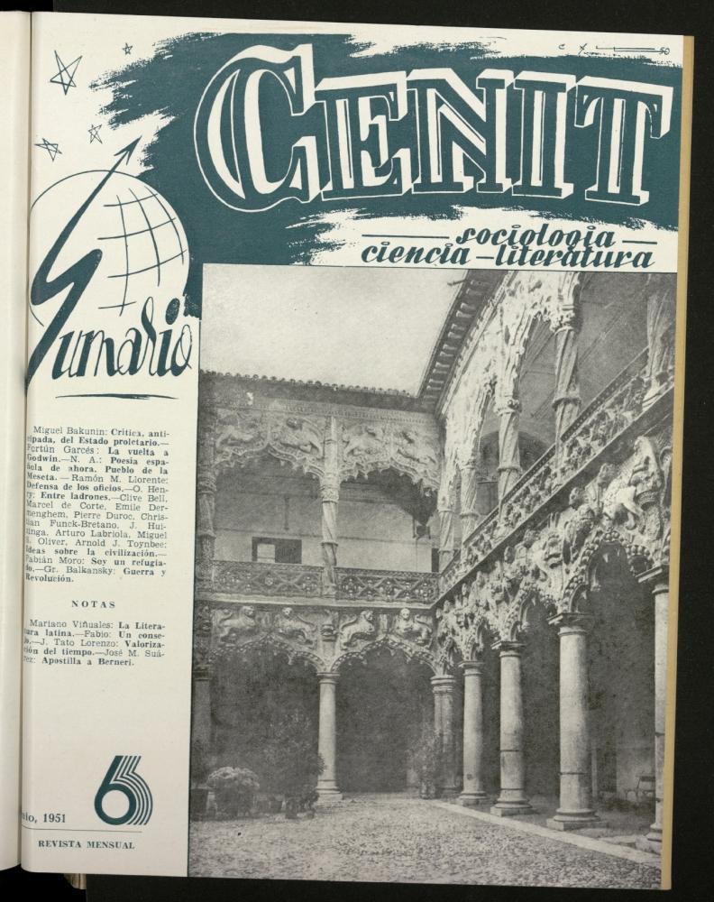 Cenit : revista mensual de Sociologa, Ciencia y Literatura de junio de 1951, n 6