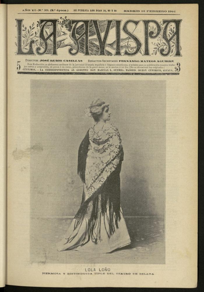 La Avispa : ilustracin popular hispanoamericana del 10 de febrero de 1901. Ao VI, N 39