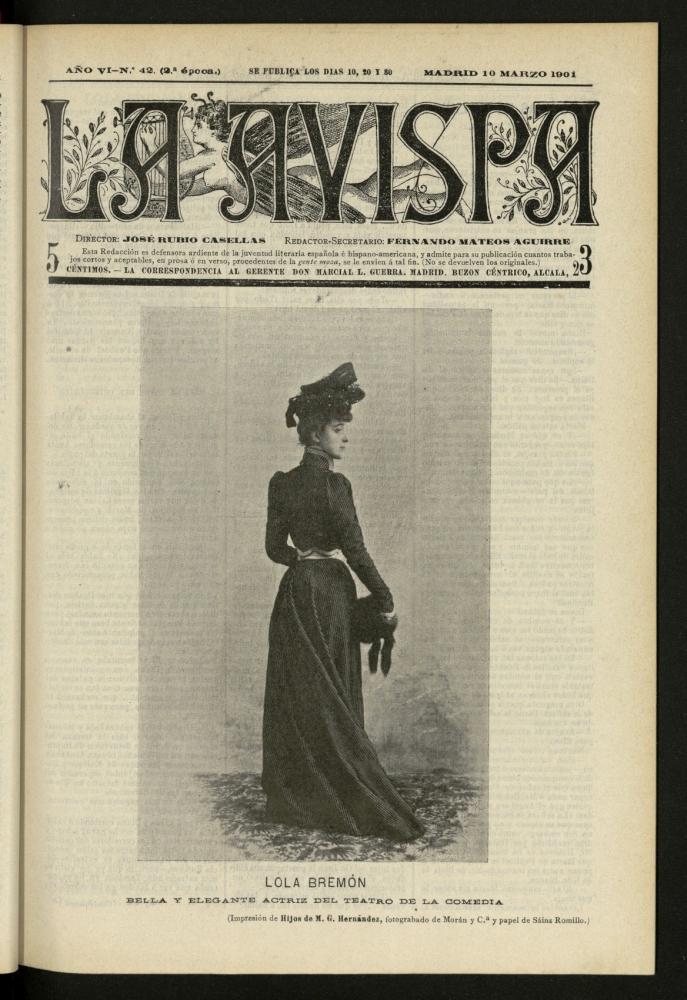 La Avispa : ilustracin popular hispanoamericana del 10 de marzo de 1901. Ao VI, N 42