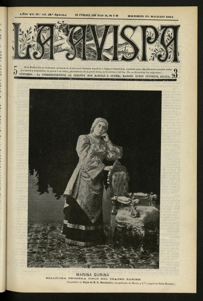 La Avispa : ilustracin popular hispanoamericana del 20 de marzo de 1901. Ao VI, N 43