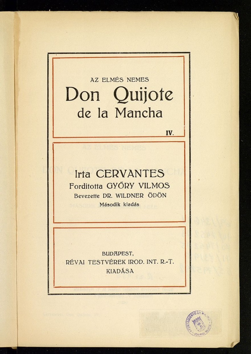 Az elms nemes Don Quijote de la Mancha. Tomo IV