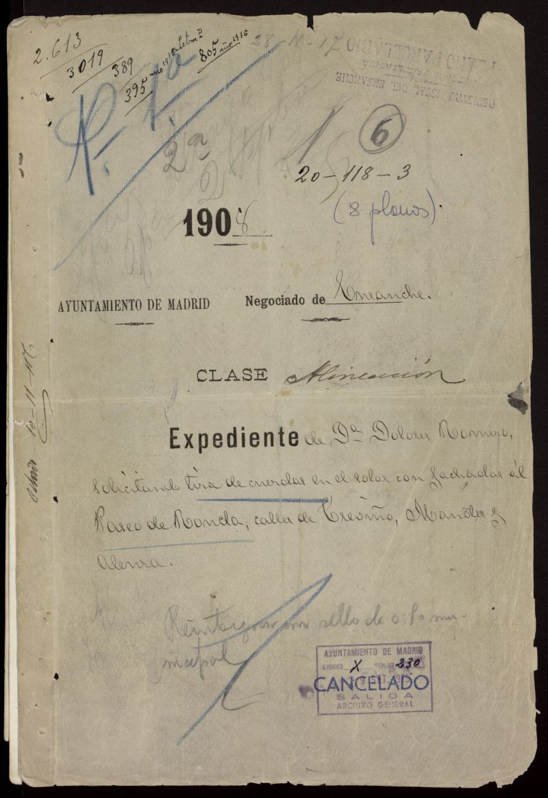Hospital para jornaleros  entre el paseo de Ronda y la calle Maudes