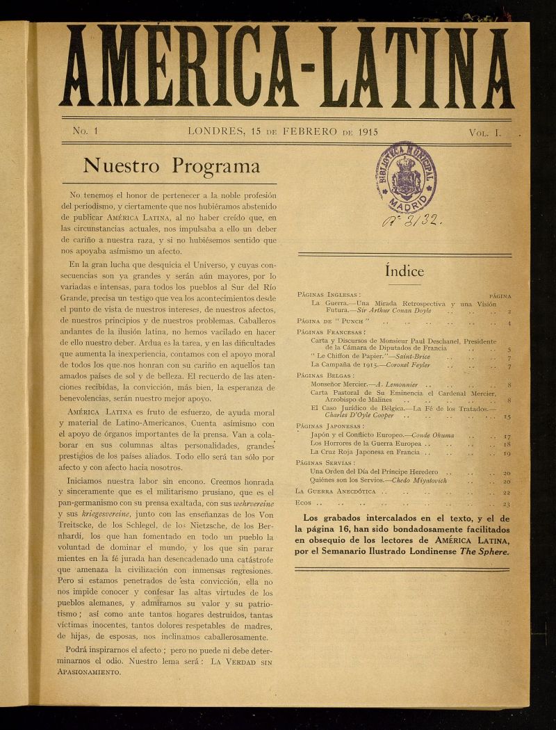 Amrica-Latina del 15 febrero de 1915, n 1