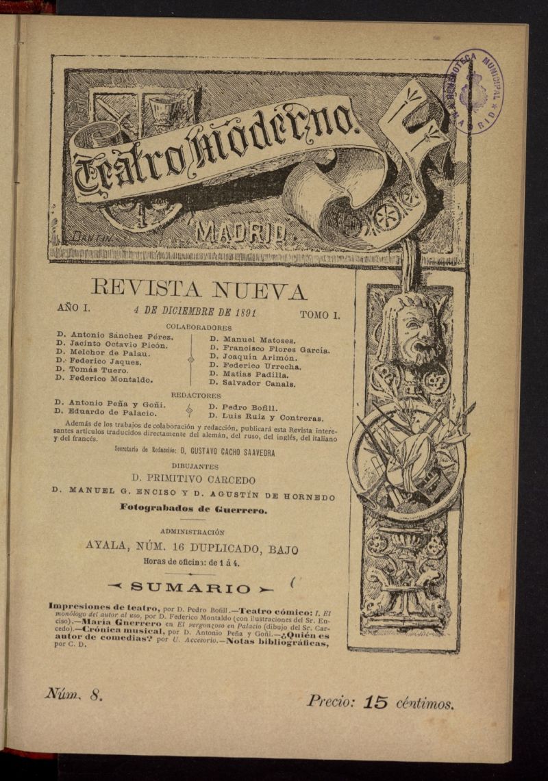 Teatro Moderno: revista nueva del 4 de diciembre de 1891, n 8