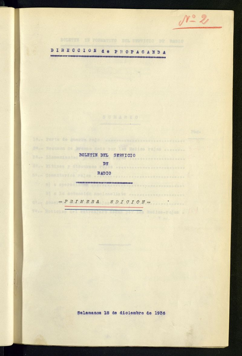 Boletn del Servicio de Radio del 18 de diciembre de 1936, n 2