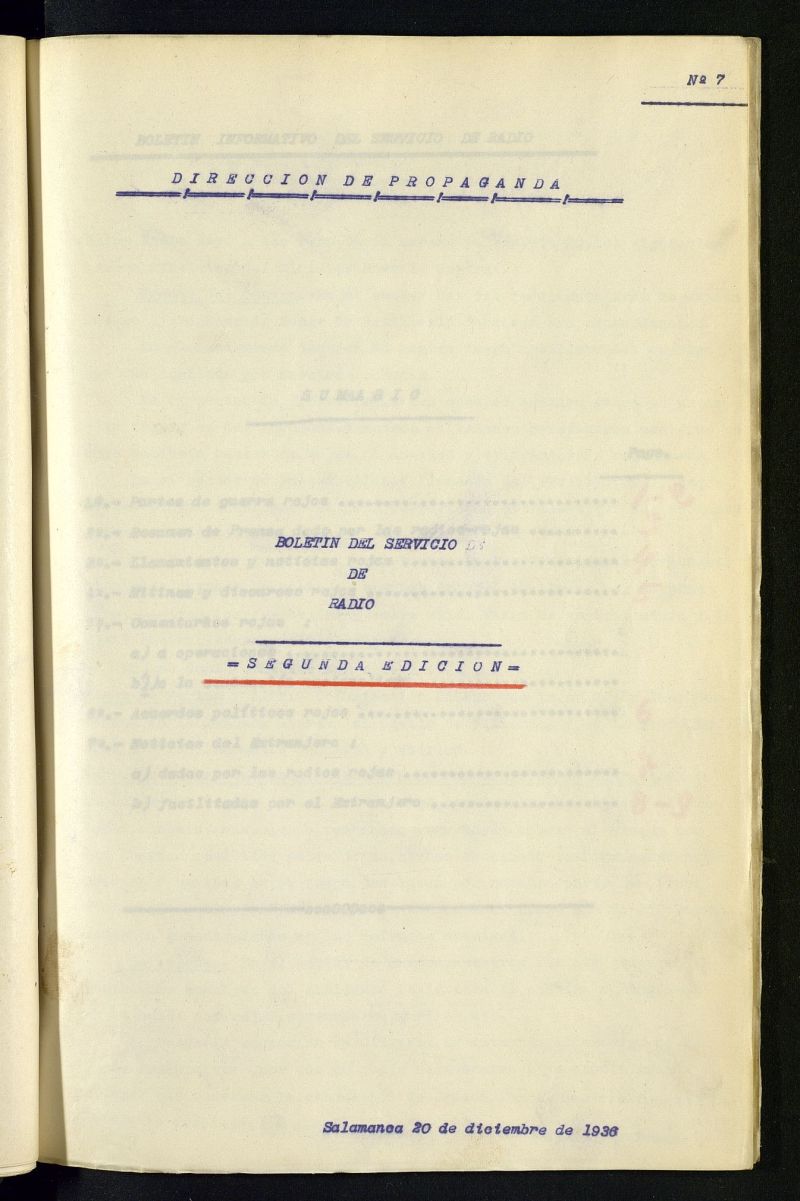 Boletn del Servicio de Radio del 20 de diciembre de 1936, n 7