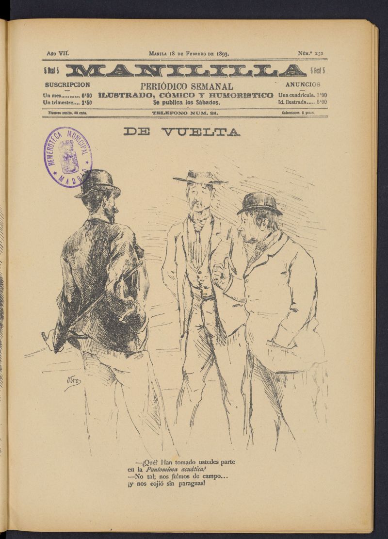 Manililla : peridico semanal ilustrado, cmico y humorstico del 18 de febrero de 1893, n 252