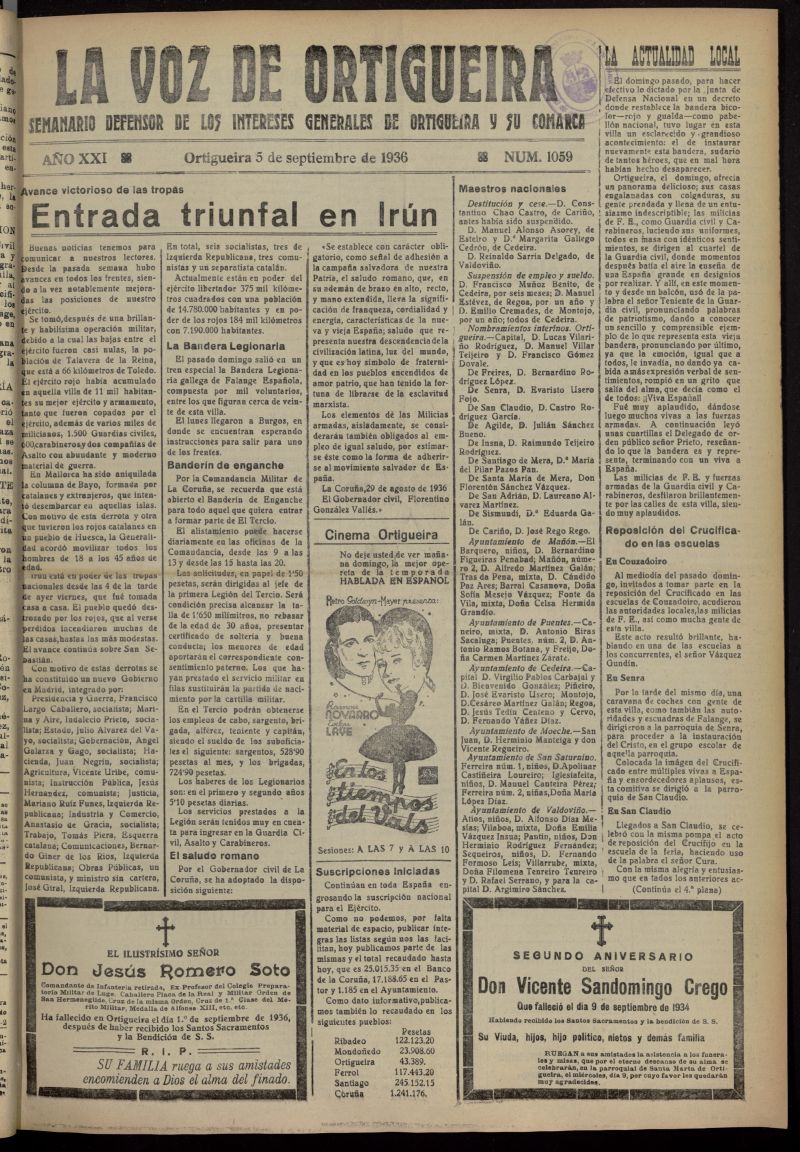 La Voz de Ortigueira del 5 de septiembre de 1936, n 1059