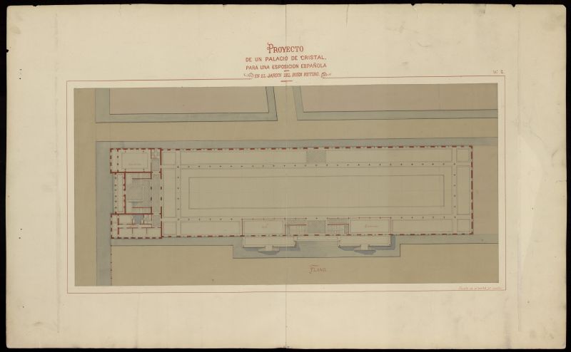 Proyecto de edificacin del Palacio de Cristal en el Jardn del Buen Retiro. Plano