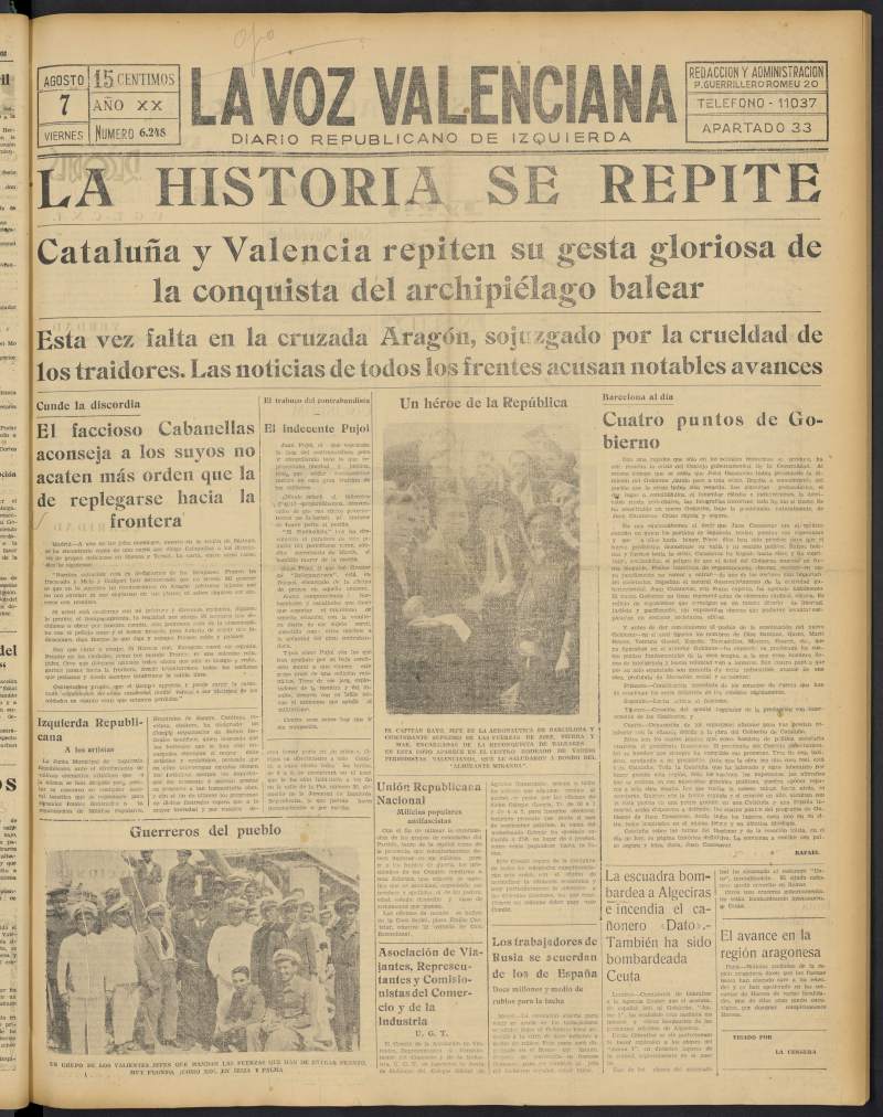 La Voz Valenciana del 7 de agosto de 1936