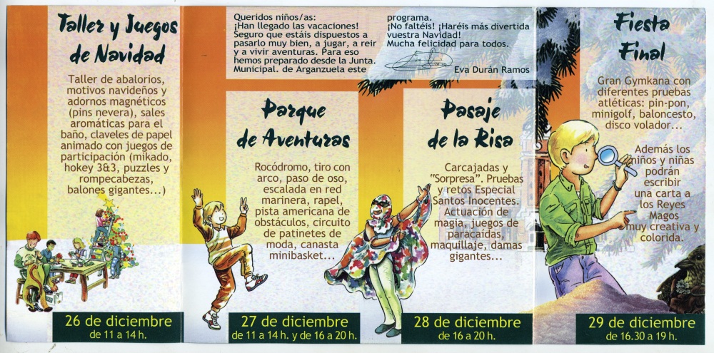 Folleto del programa festivo de Navidad del distrito de Arganzuela