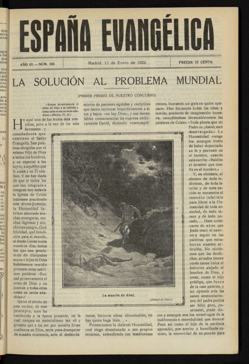 Espaa Evanglica del 12 de enero de 1922, n 103