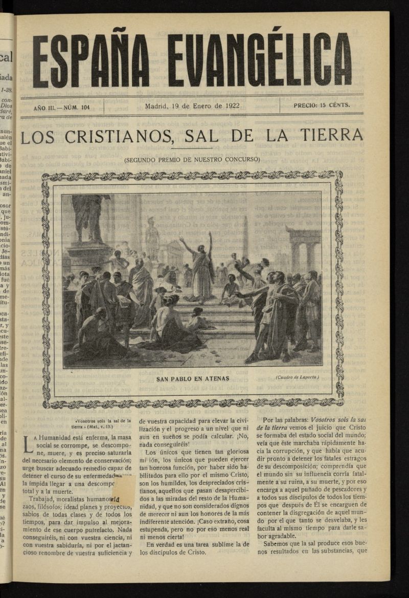 Espaa Evanglica del 19 de enero de 1922, n 104