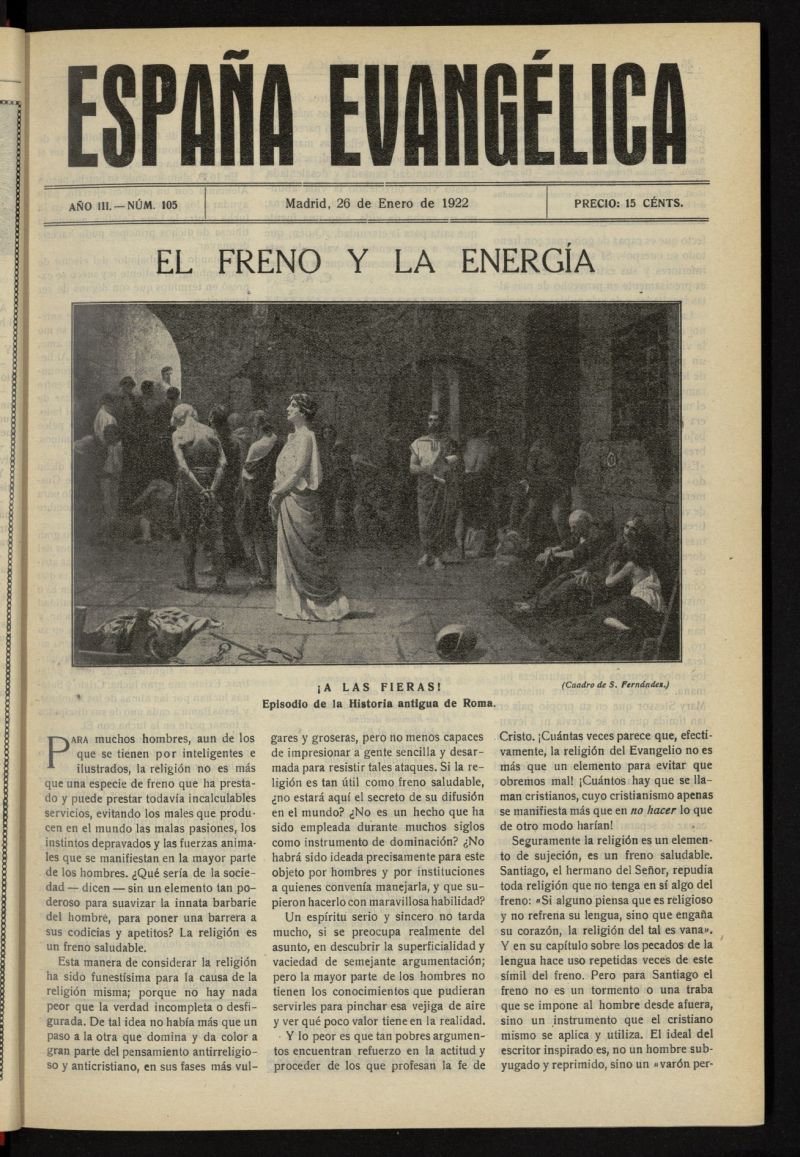 Espaa Evanglica del 26 de enero de 1922, n 105