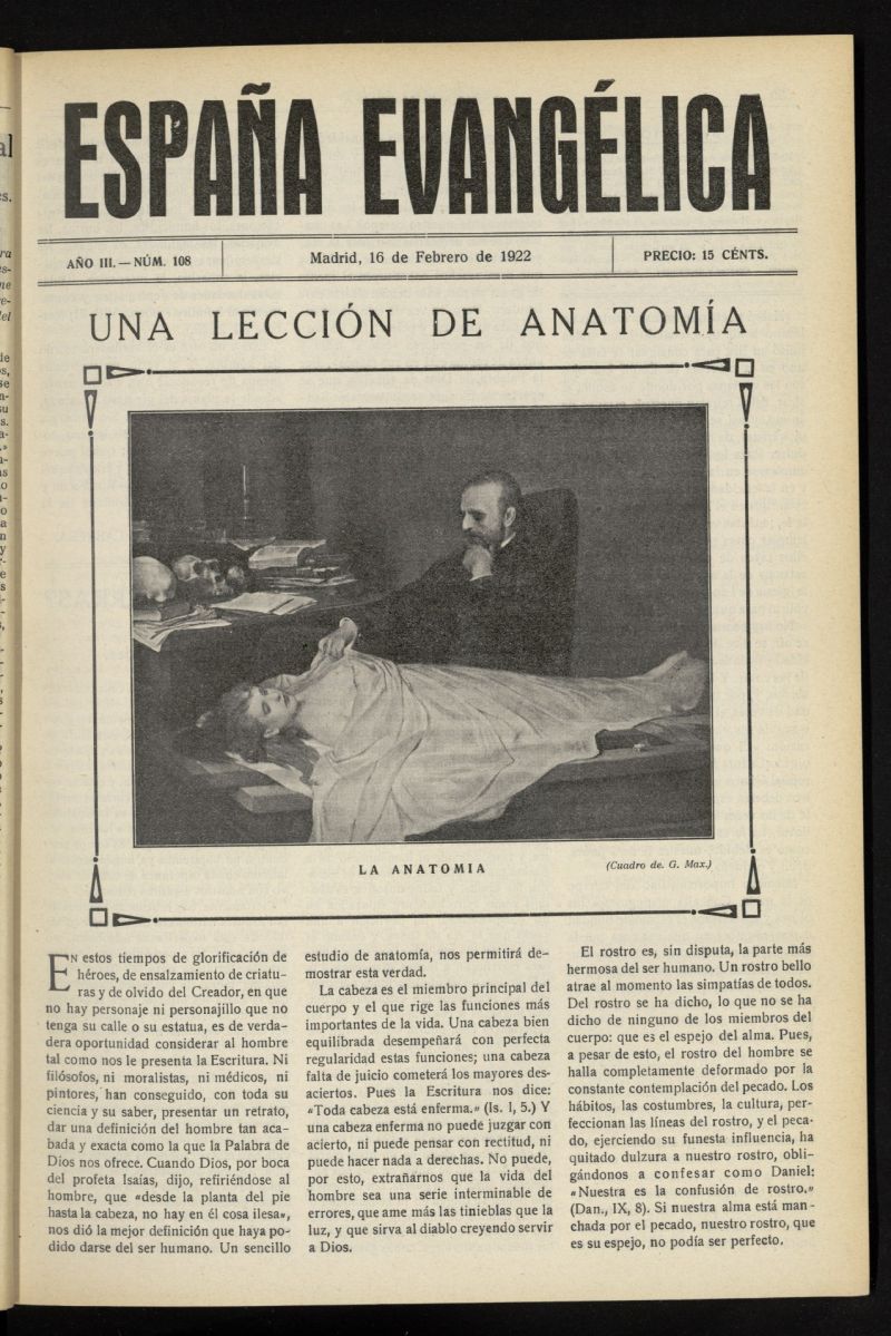Espaa Evanglica del 16 de febrero de 1922, n 108