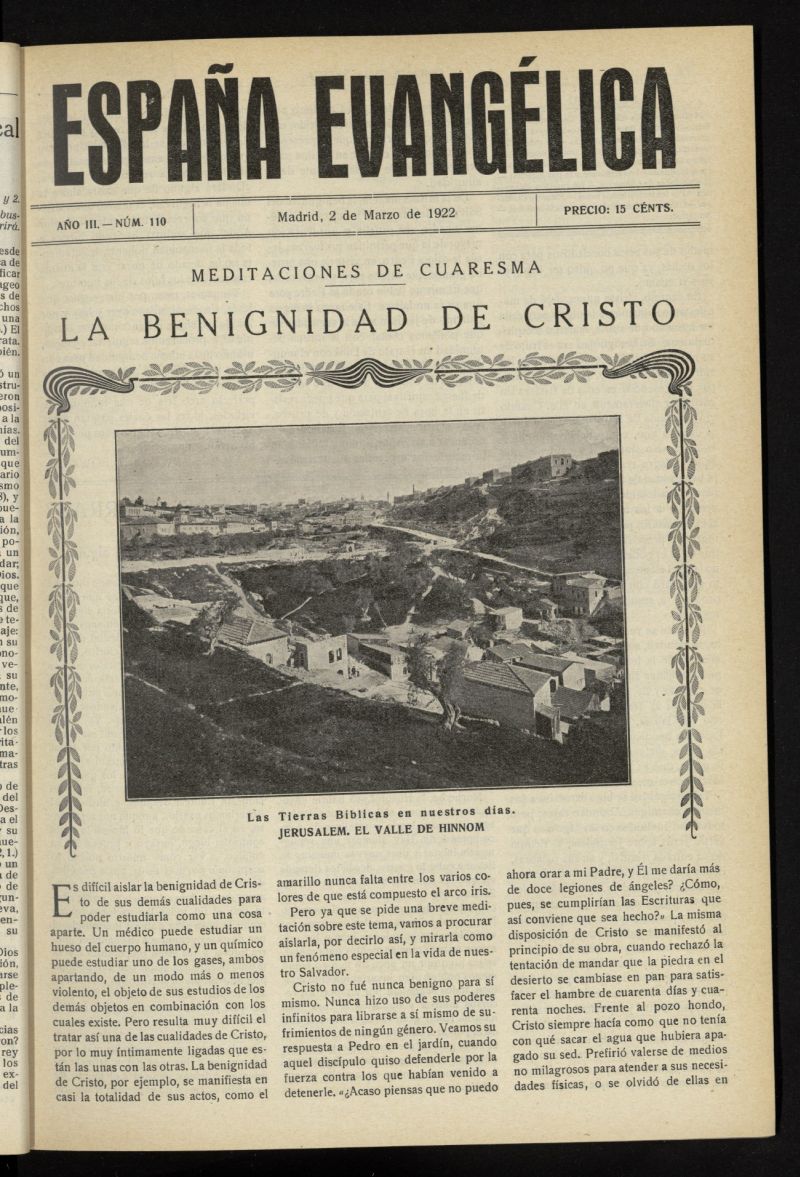Espaa Evanglica del 2 de marzo de 1922, n 110