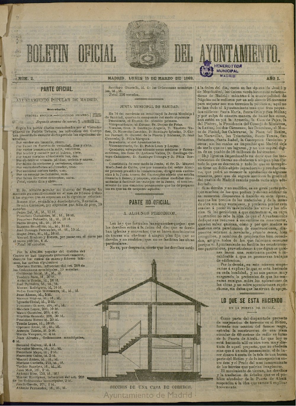 Boletn Oficial del Ayuntamiento de Madrid del 15 de marzo de 1869, n 2