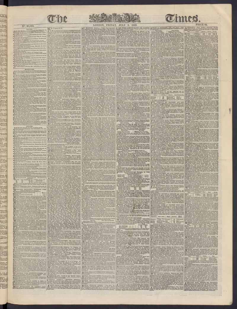 The Times del 2 de julio de 1858, n 23,035