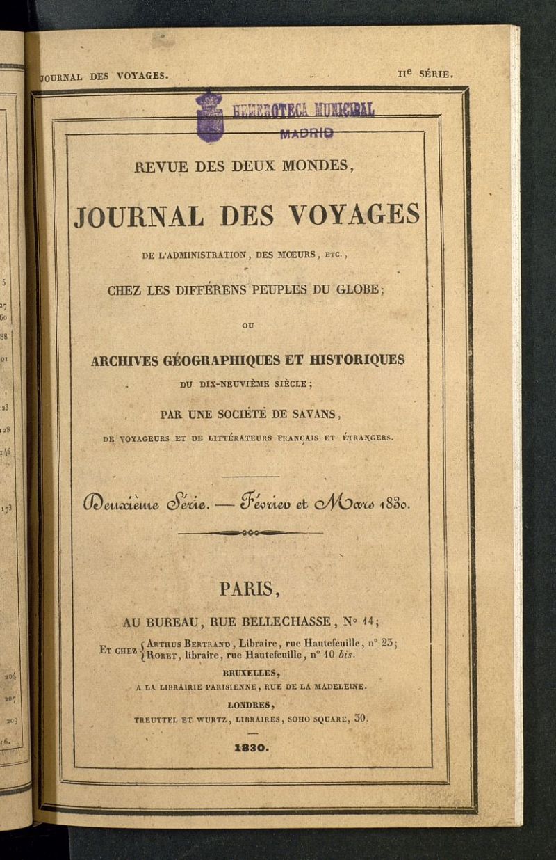 Revue des Deux Mondes de febrero y marzo de 1830