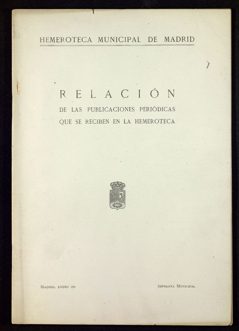 Relacin de las publicaciones peridicas que se reciben en la Hemeroteca